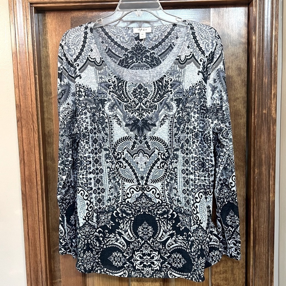 Style & Co. Long Sleeve Embellished Soft Brushed Jersey Knit Sz XXL‎ EUC